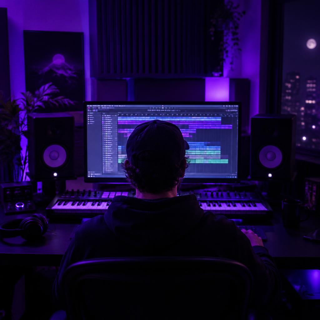 Producer working in a studio