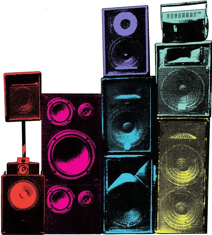 Pop art speaker stack — sound system culture