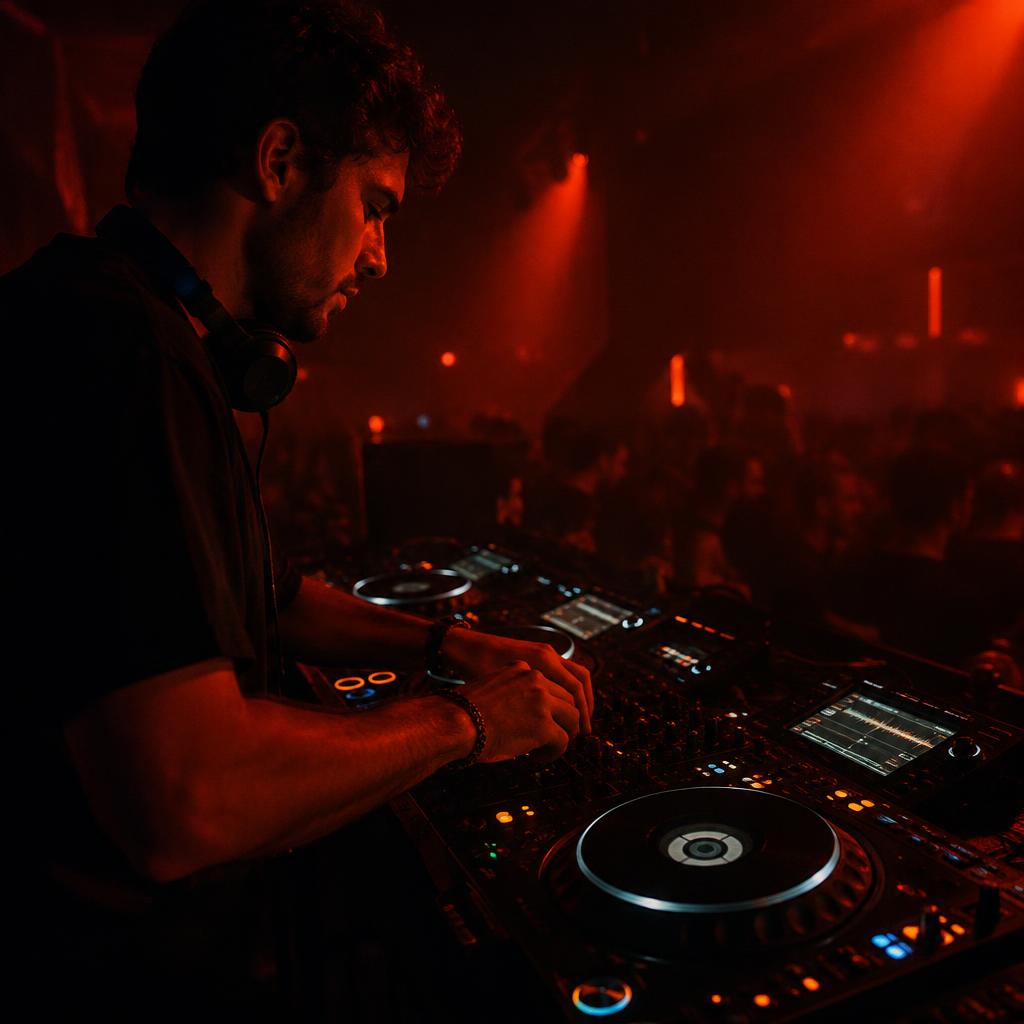 DJ mixing on CDJs in a club